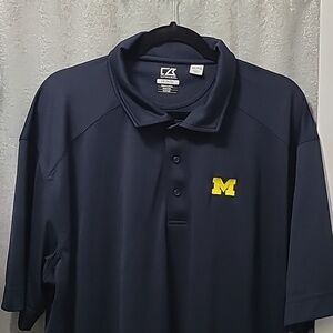 Cutter‎ & Buck Men’s Navy Blue and Maize logo MICHIGAN Performance polo XXL